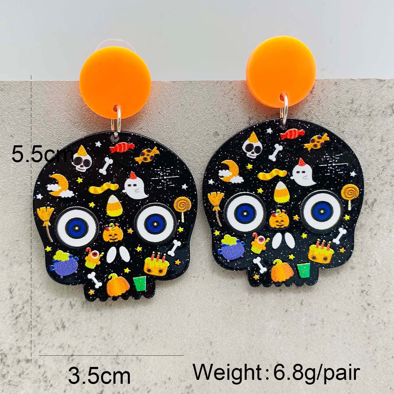 Wholesale Halloween Spider Skull Pumpkin Acrylic Earrings ACC-ES-ChenY023