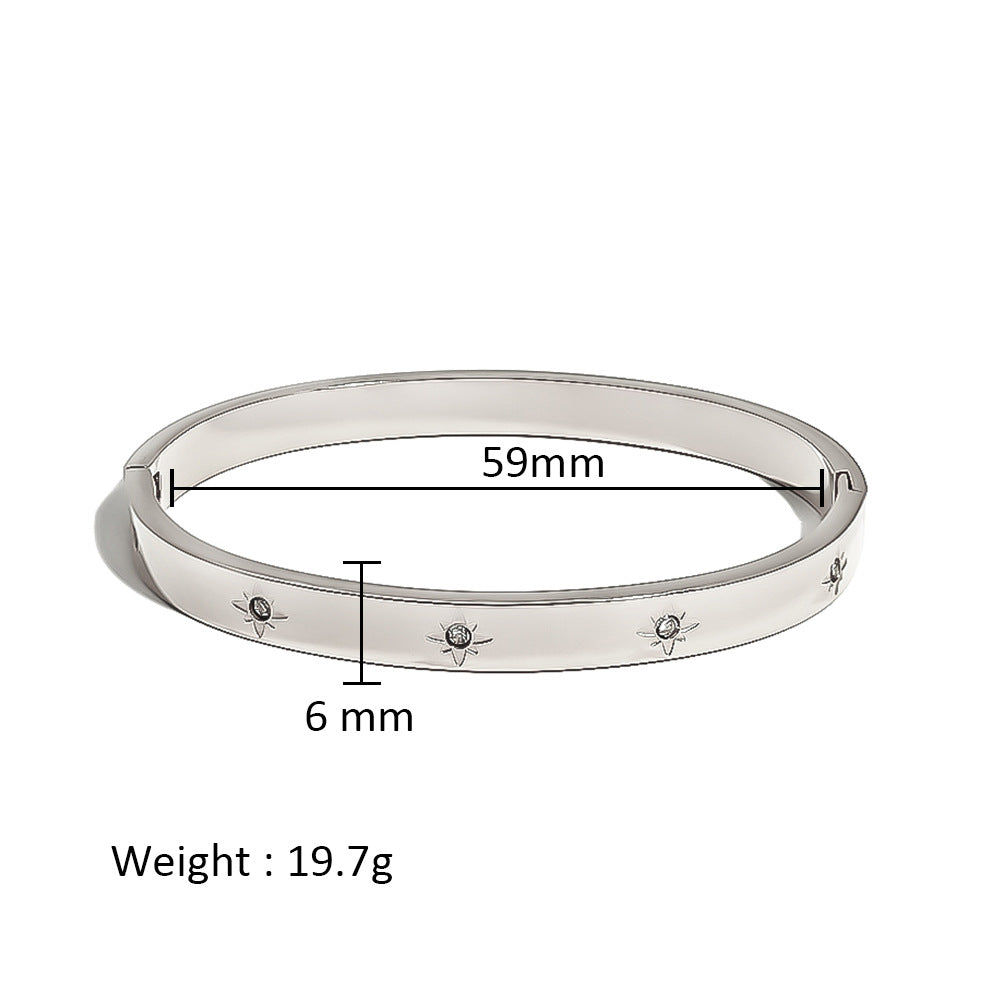 Wholesale Stainless Steel 18K Gold Plated Geometric Star Flower Zircon Bracelet