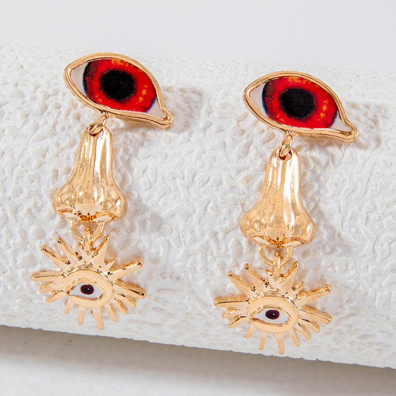 Wholesale Middle-aged Crystal Tassel Pendant Earrings Devil's Eye Exaggerated Atmospheric Earrings Statemente Earrings ACC-ES-YongGe001