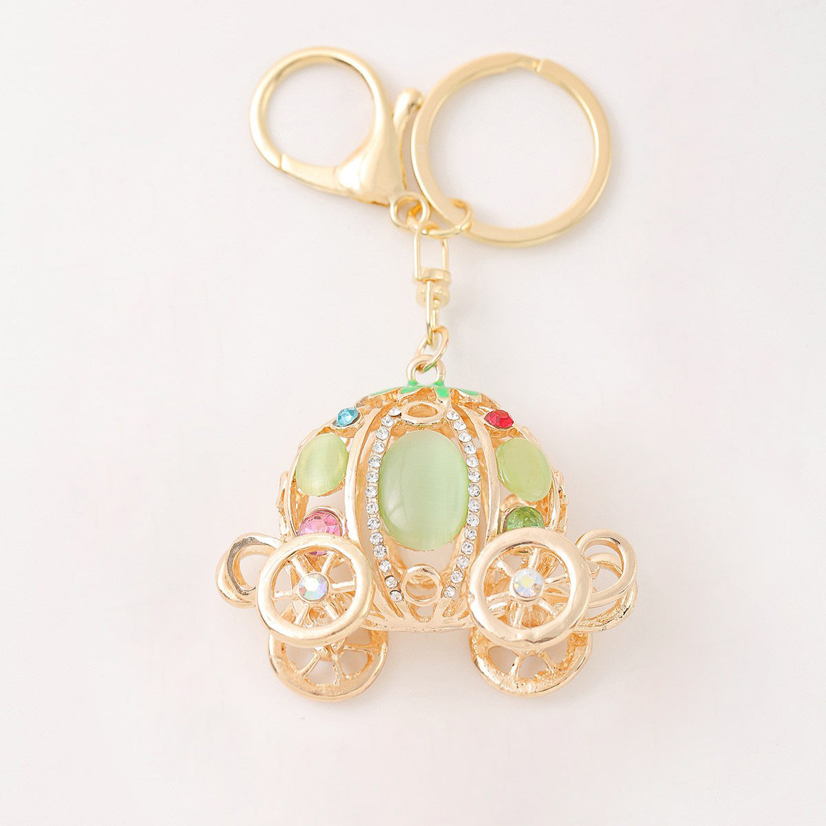 Wholesale Zinc Alloy Pumpkin Keychain with Rhinestone Cat Eye Design for Couples Gift