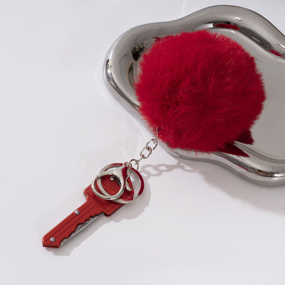 Wholesale Fur Ball Pom Pom Folding Keychain Keychains Accessories ACC-KC-ZhiYa036
