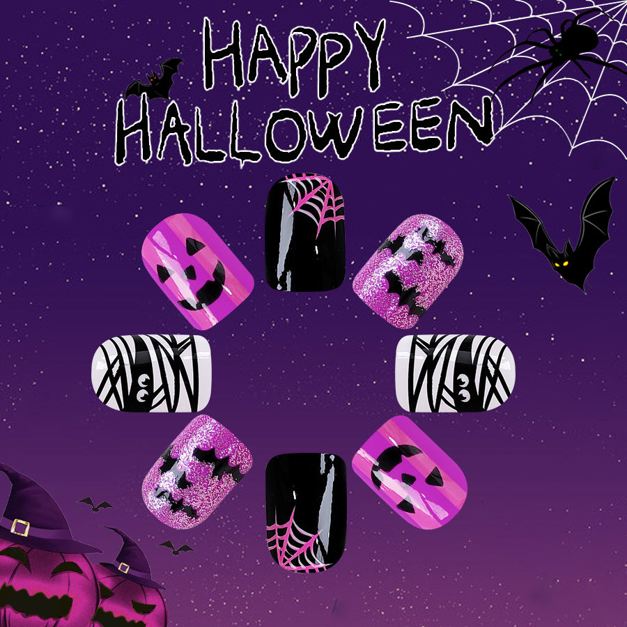 Wholesale 24 Pieces/box Halloween Ghost Face Bat Press-on Nails Kits Nail Stickers ACC-NS-GuaiXL066