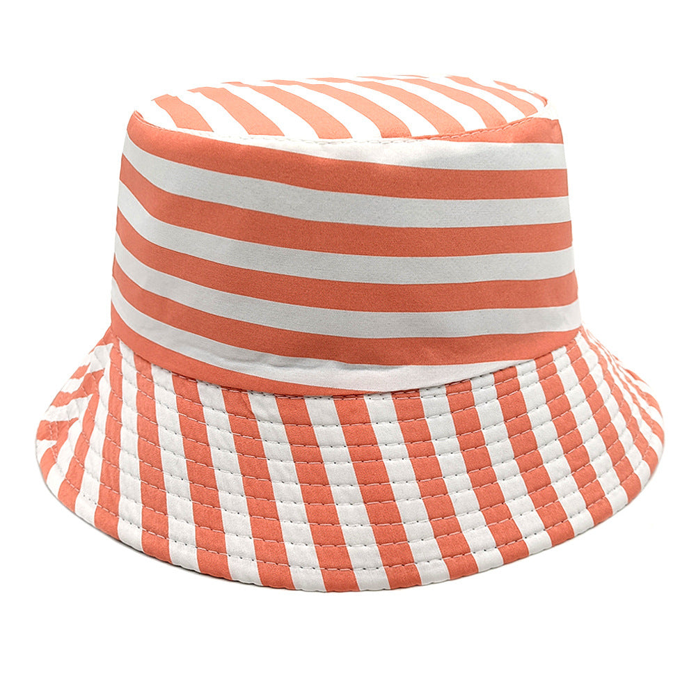 Wholesale Striped Printed Simple Outdoor Sunscreen Hat Bucket Hat