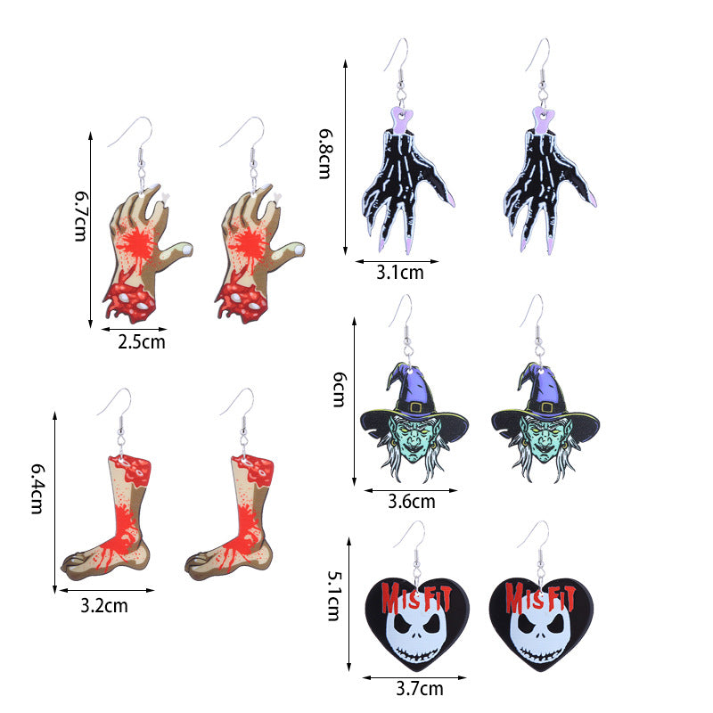 Wholesale  Series Personalized Horror Bloodstain Halloween Acrylic Earrings