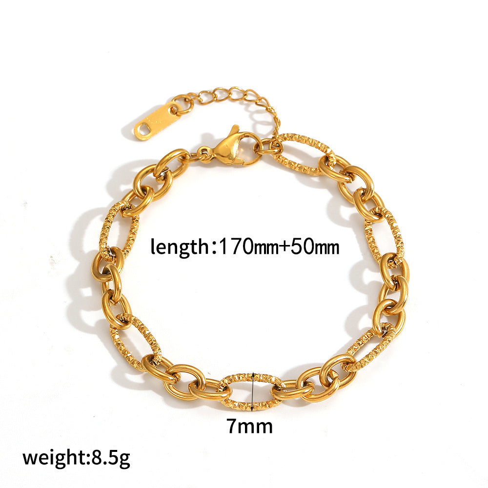 Wholesale 304 Stainless Steel Bracelet 18k Gold Plated Vacuum Electroplating in Furnace