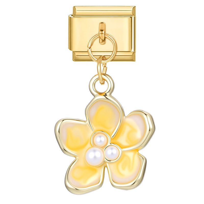 Wholesale Italian Charm Bracelet 9mm DIY Splicing Colored Gold Pendant Stainless Steel Composable Bracelet