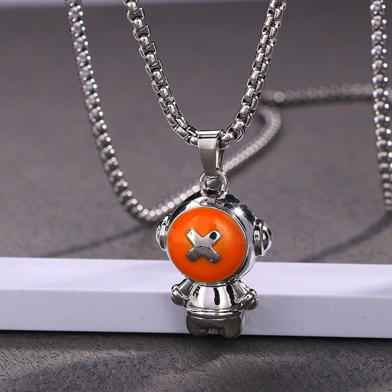 Wholesale Alloy Astronaut Pendant Necklace Cartoon Spaceman Fashion Jewelry Accessory for Men Women