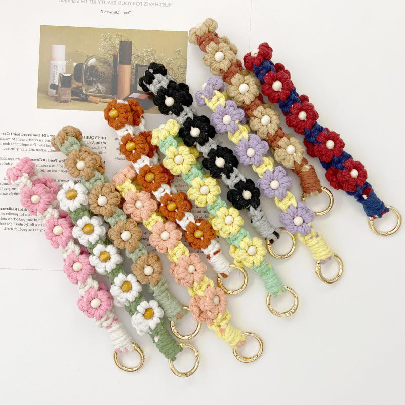 Wholesale Wooden Beads Flower Heart Small Daisy Flower Keychains ACC-KC-Huaien005