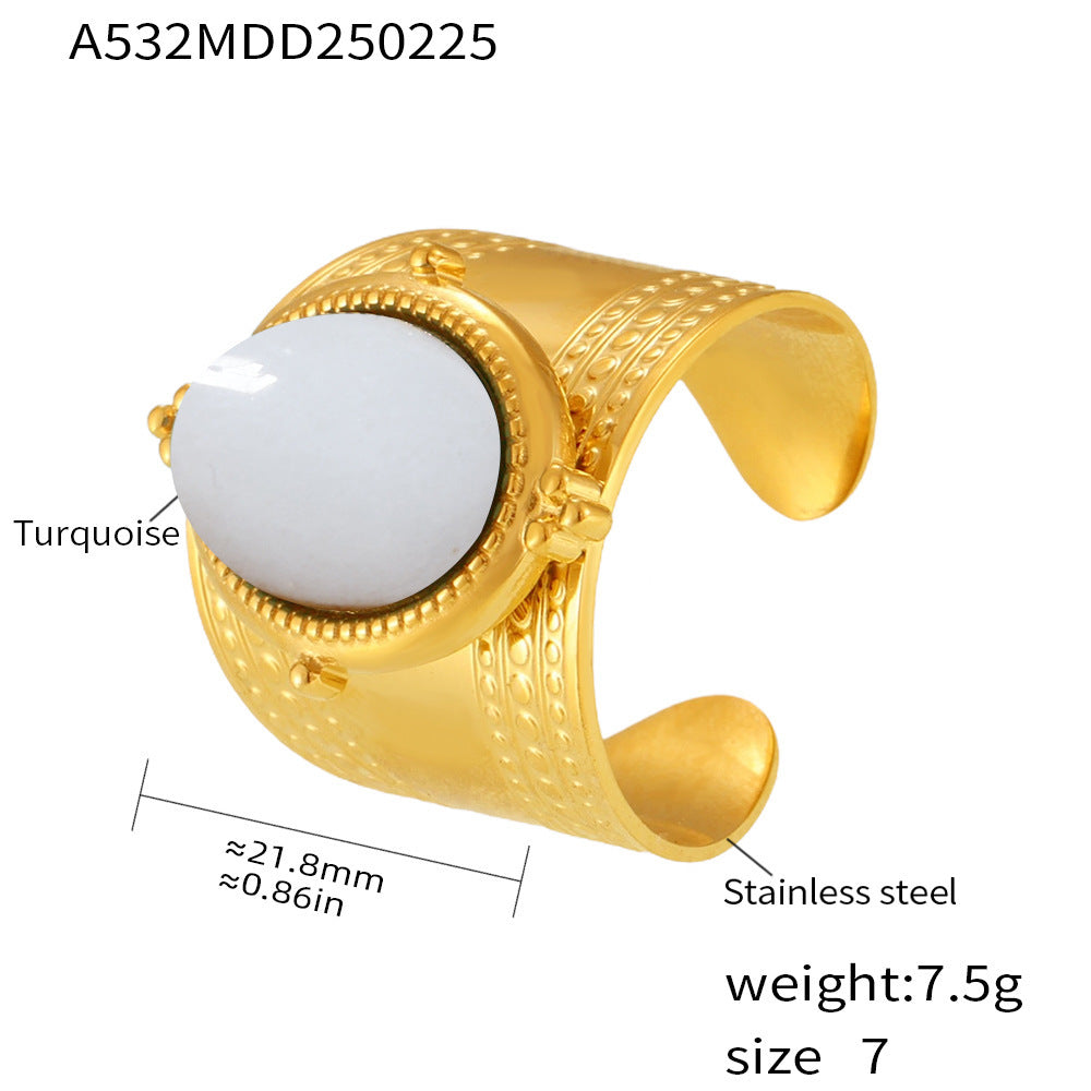 Wholesale zircon inlay ring stainless steel color retention finger ring