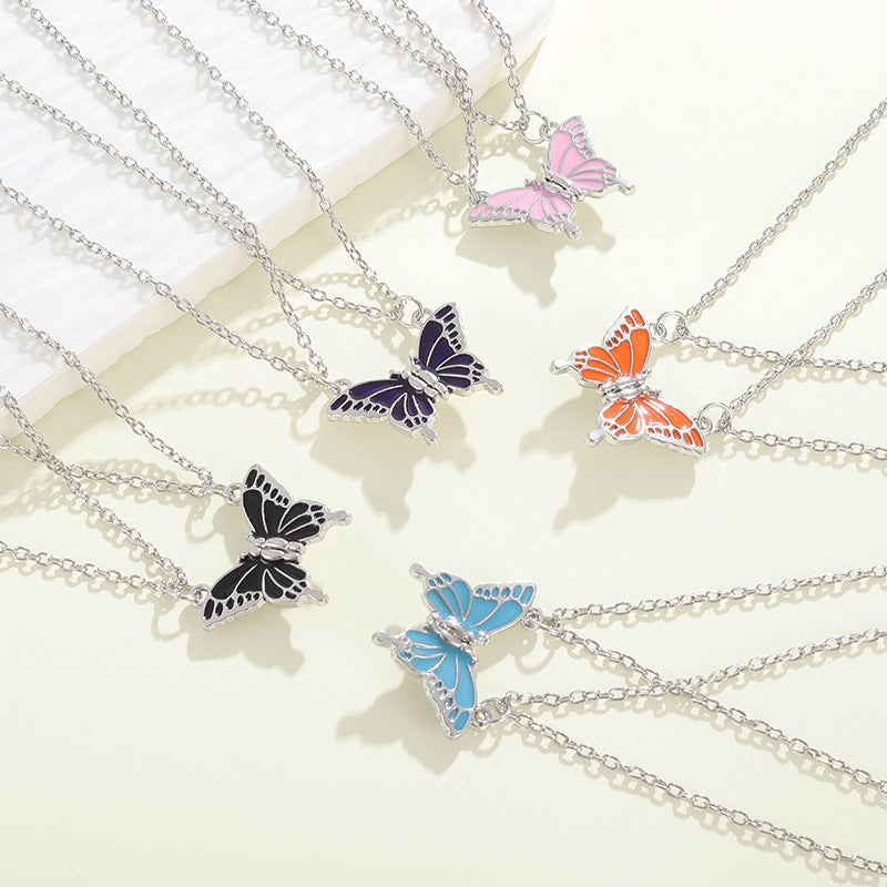 Wholesale  Friends Color Butterfly Friendship Magnetic Necklace