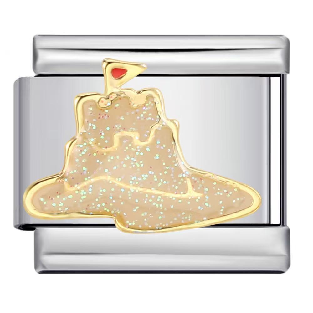 Wholesale Italian Charm Bracelet 9mm DIY Splicing Ocean Beach Stainless Steel Composable Bracelet