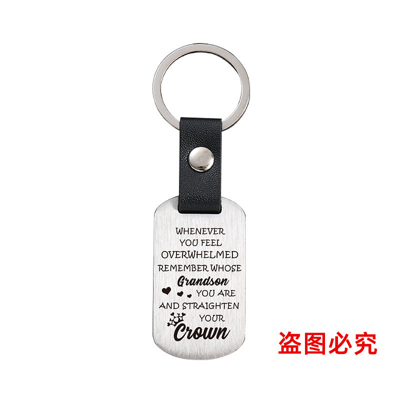 Wholesale Family Gifts Grandchildren Metal Leather Keychains ACC-KC-GangGu025