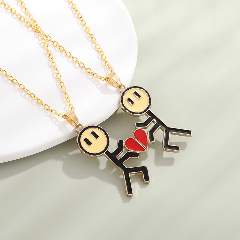 Wholesale  love stitching Stickman couple's funny magnetic necklace
