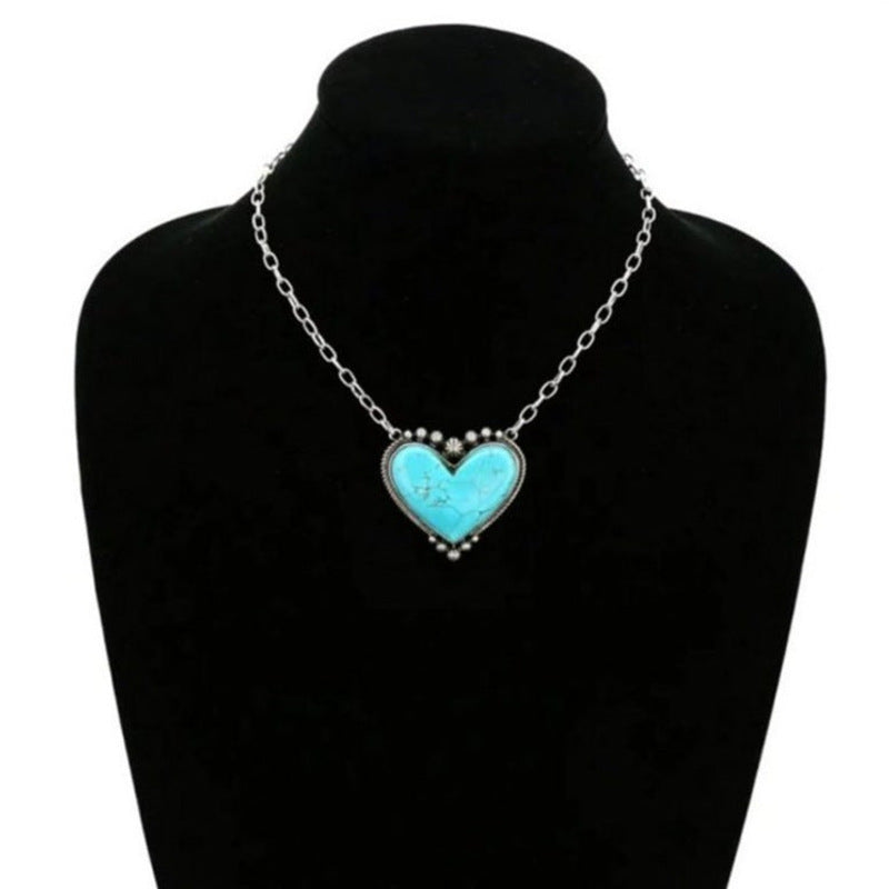 Wholesale Alloy Turquoise Pendant Necklace Bohemian Style Fashion Accessory Gift