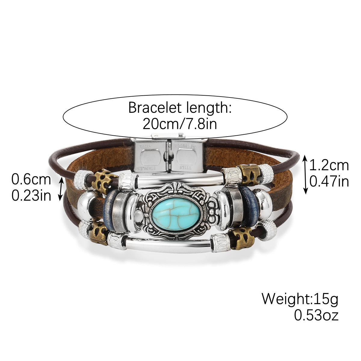 Wholesale  Retro Leather Bracelet  Turquoise Leather Bracelet