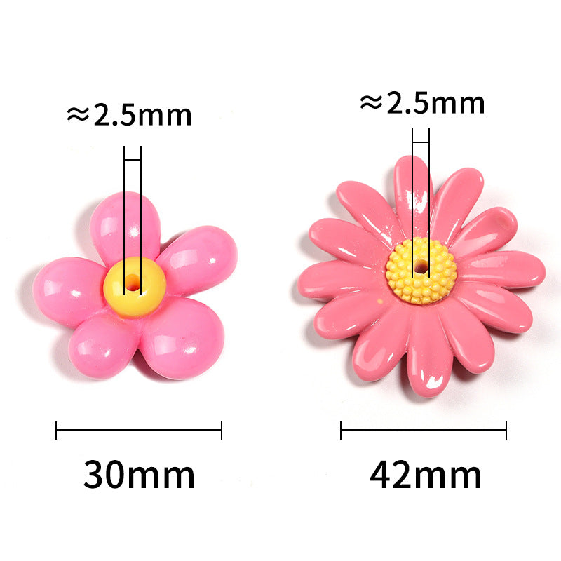Wholesale 50pcs DIY Resin Accessories Small Daisy Five-petal Flower Beads Fancy Beads ACC-BDS-BLG029