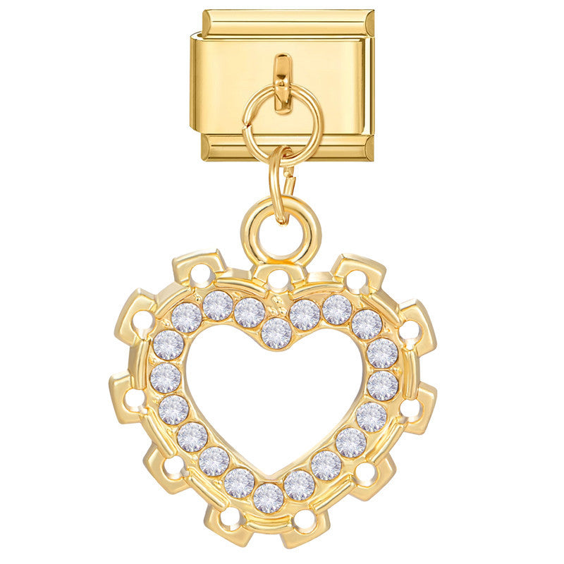 Bracelet de charme italien en gros 9 mm DIY Splicing Gold Star Heart Titanium Steel Bracelet composable