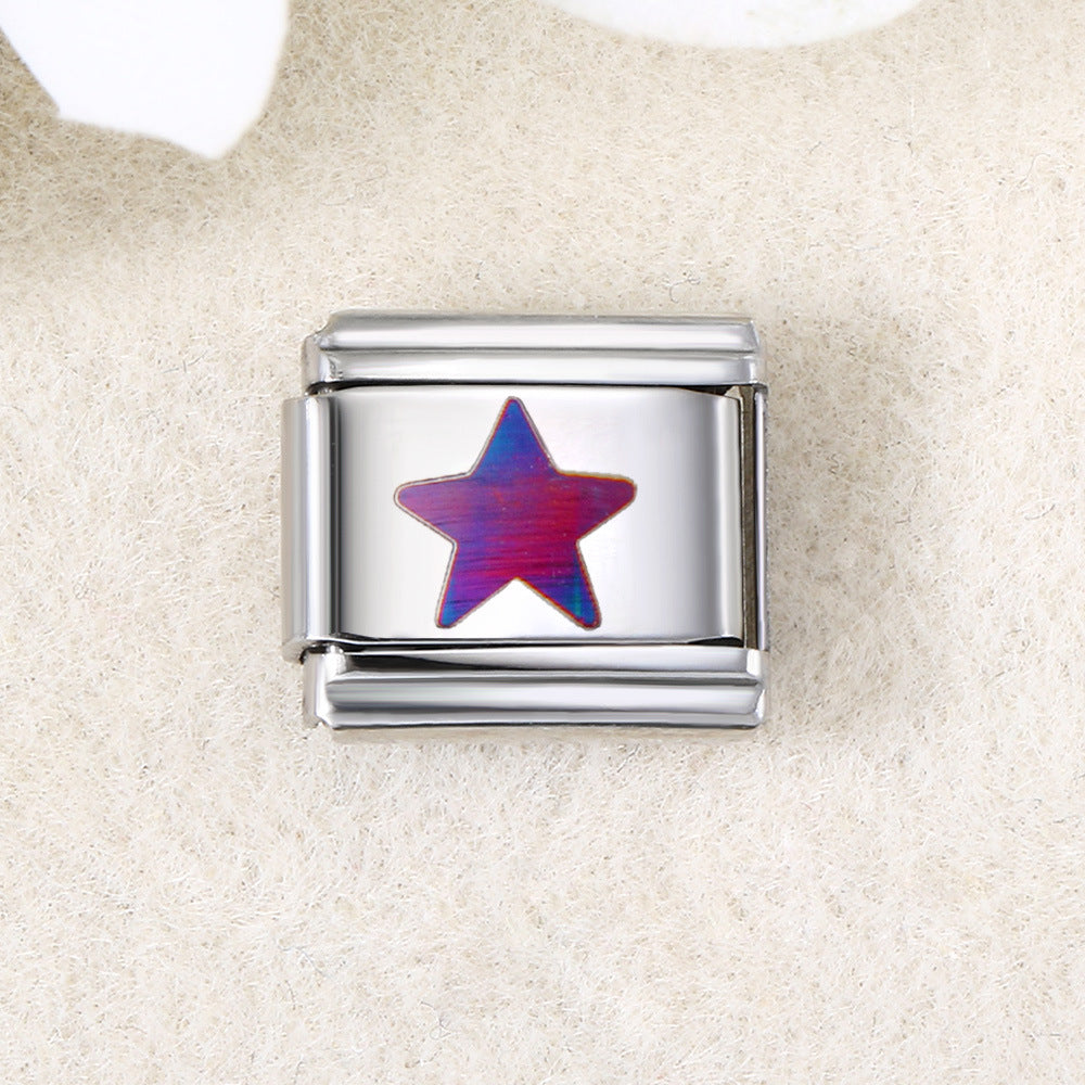 Wholesale  Italian Charm Bracelet 9mm DIY UV laser Creative Stainless Steel Composable Bracelet