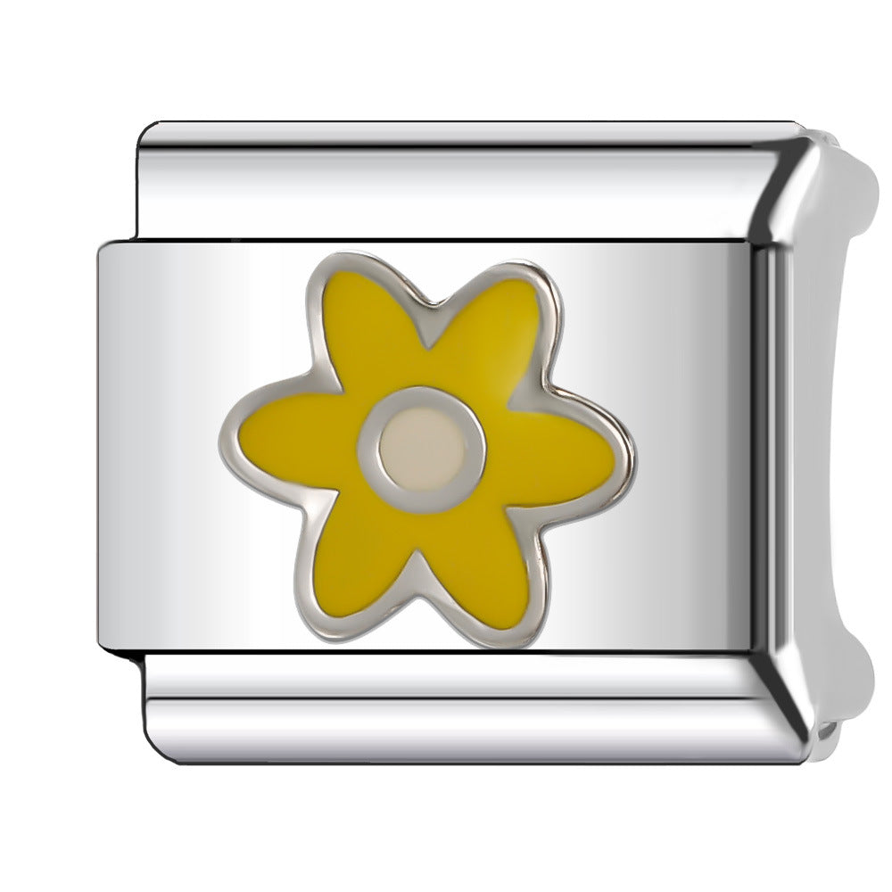 Wholesale Italian Charm Bracelet 9mm DIY Splicing Plant and Flower Series Stainless Steel Composable Bracelet