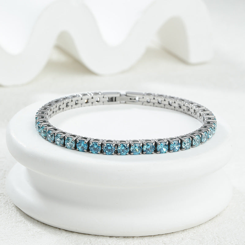 Wholesale  gradient zircon bracelet 4MM stainless steel polished jewelry