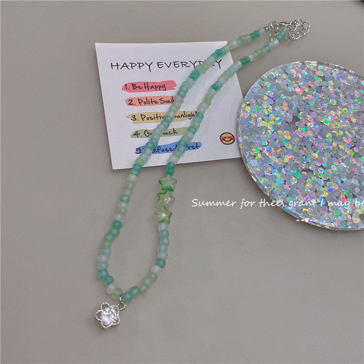 Wholesale  Retro Color Beaded Flower Necklace
