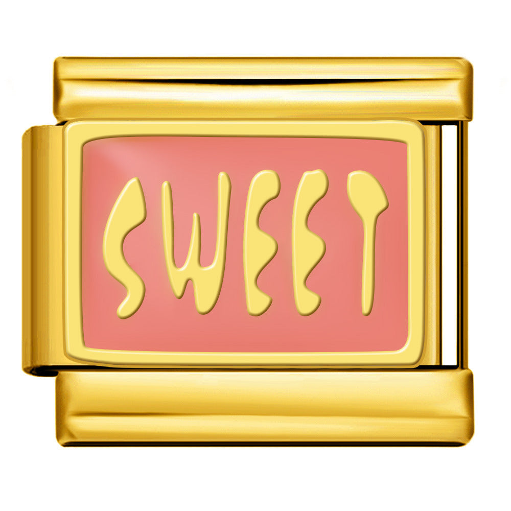 Wholesale   Italian Charm Bracelet 9mm DIY gold-plated oil-spliced Creative Stainless Steel Composable Bracelet