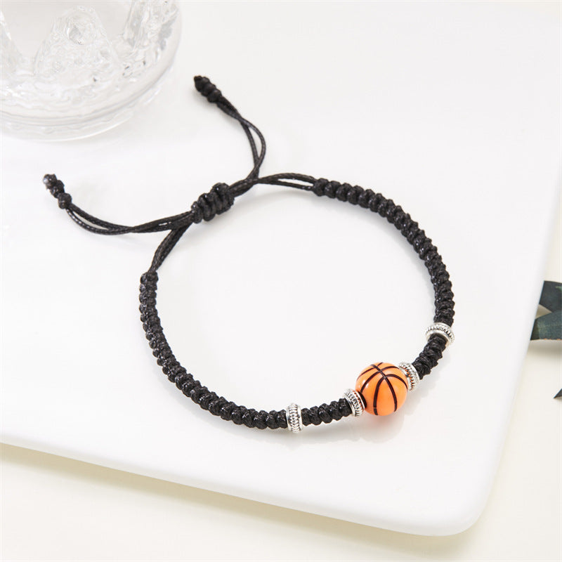 Wholesale volleyball ball bracelet sporty football black rope woven resin bracelet