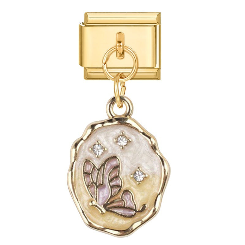 Wholesale Italian Charm Bracelet 9mm DIY Splicing Gold Pendant Stainless Steel Composable Bracelet