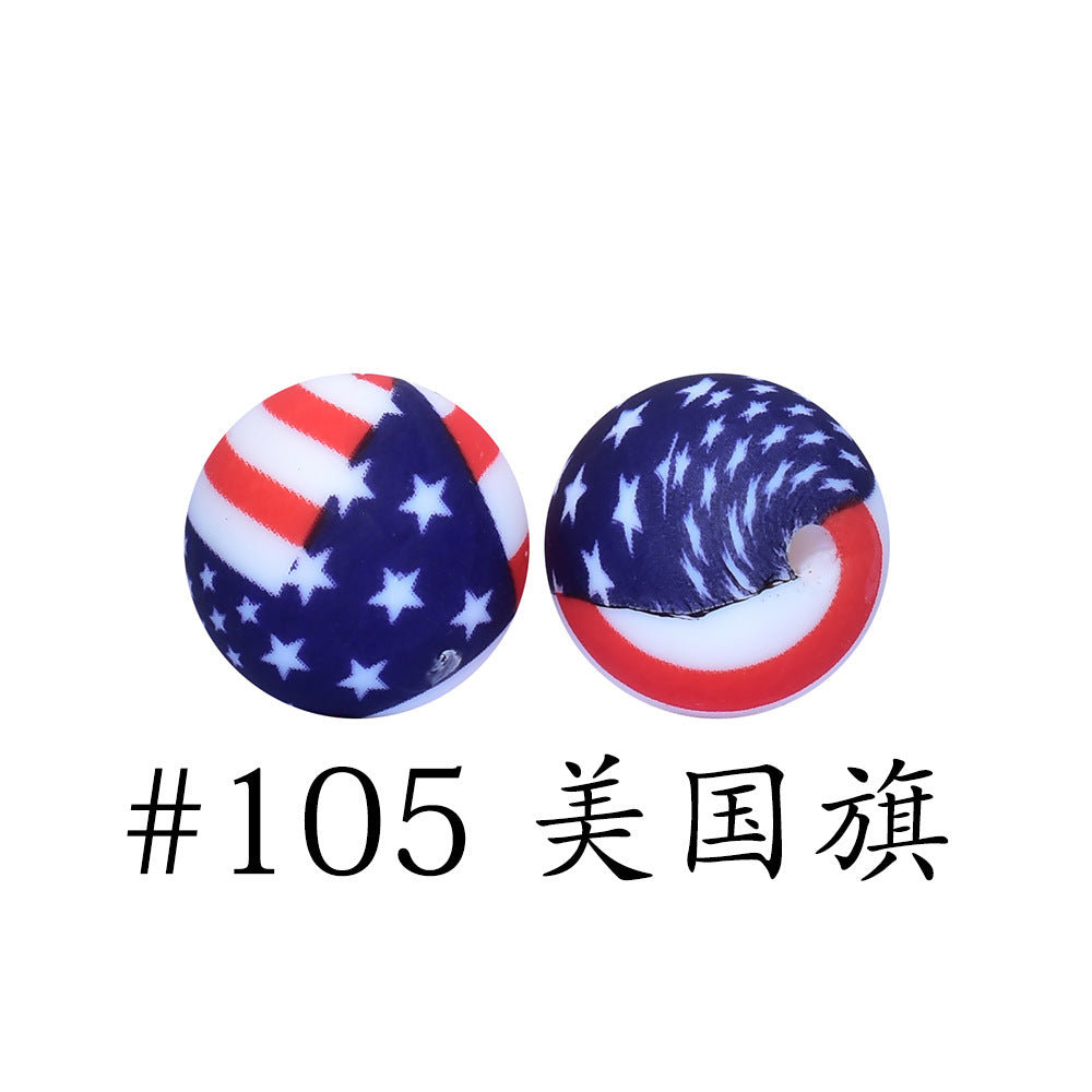 Wholesale 50pcs 15mm Western Style Leopard Skull Color Aztec Printed Silicone Balls Beads ACC-BDS-HeSheng008