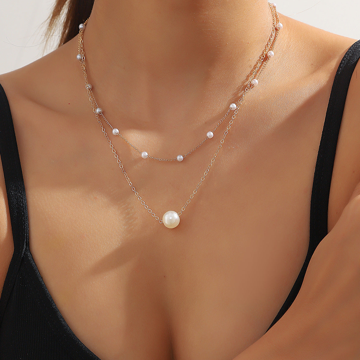 Wholesale Pearl Heart Multi-layer Necklace