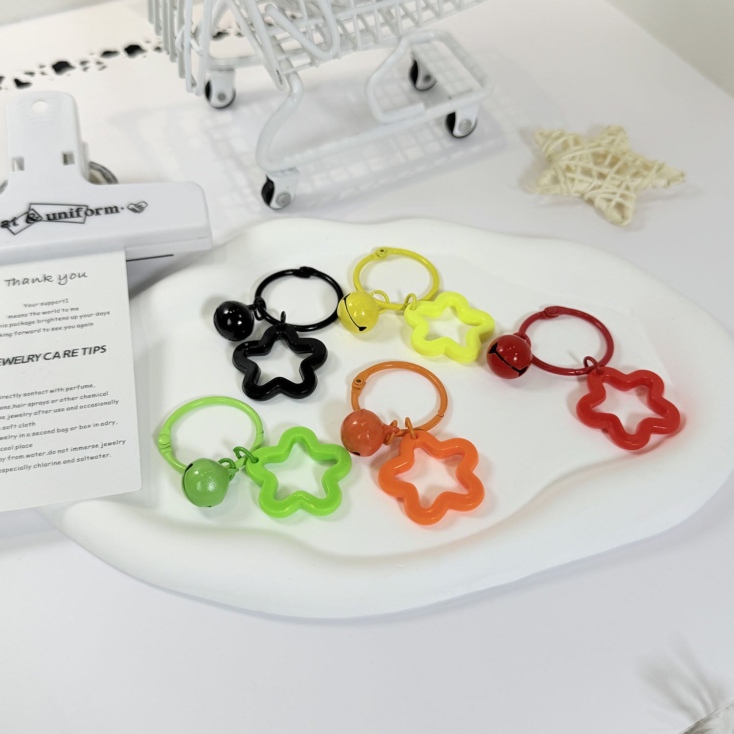 Wholesale Cartoon Star Bell Keychain Cute Pendant Bag Charm Plastic Resin Gift