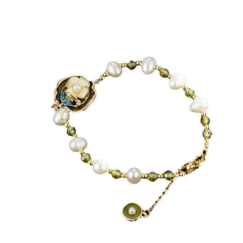 Wholesale Natural Freshwater Pad French Vintage Oil Painting Bracelet