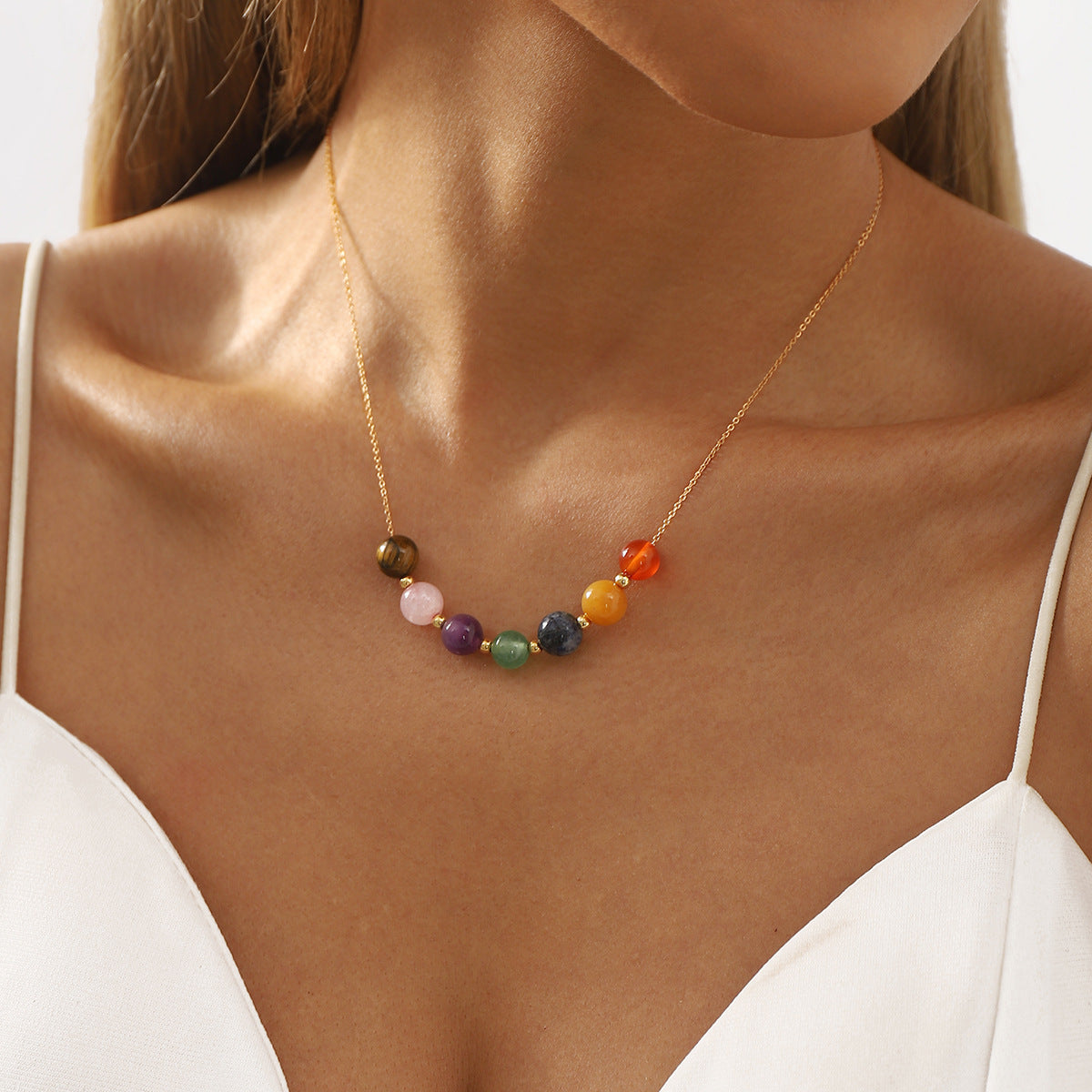 Wholesale Colorful Natural Stone Bead Necklace ACC-NE-XianDi001