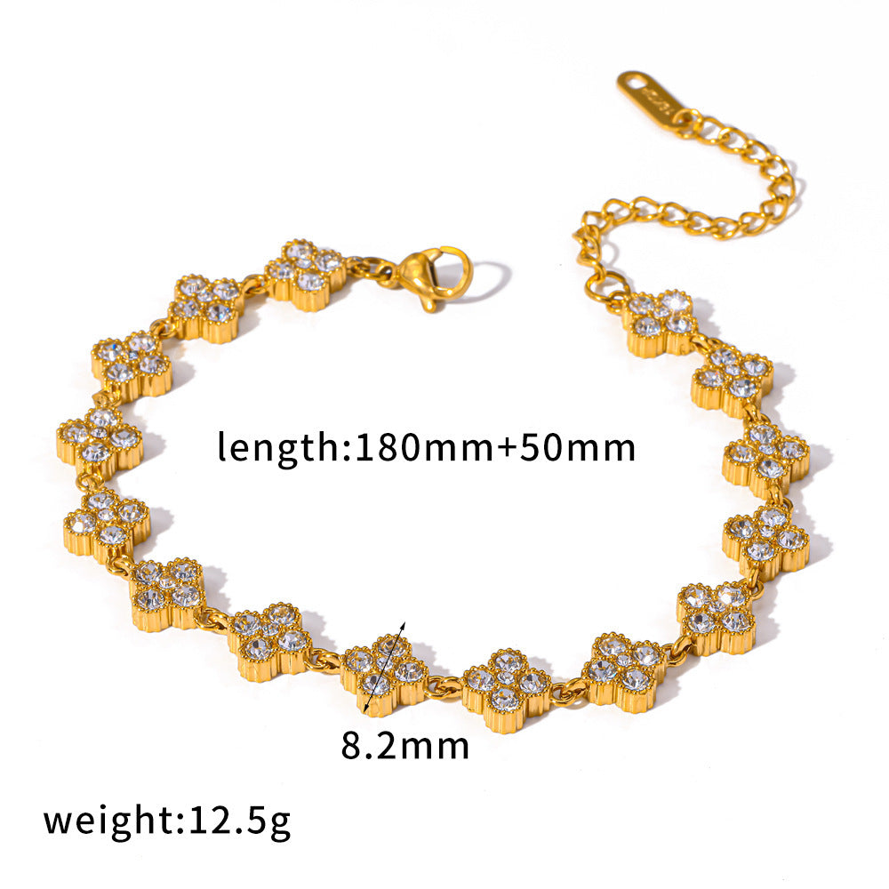 Wholesale Diamond stainless steel bracelet fashionable versatile high-end feel multi-stone