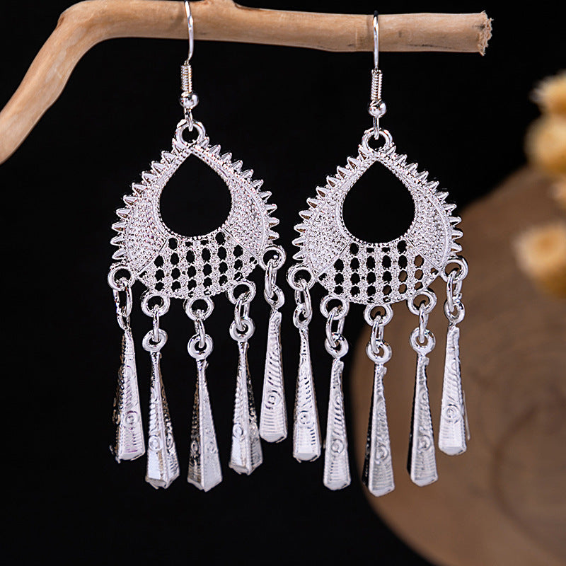 Wholesale Peacock Bell Tassel Hollow Leaf Earrings ACC-ES-MDD025