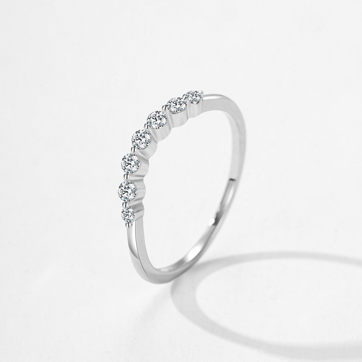Wholesale S925 sterling silver small row diamond smile line ring