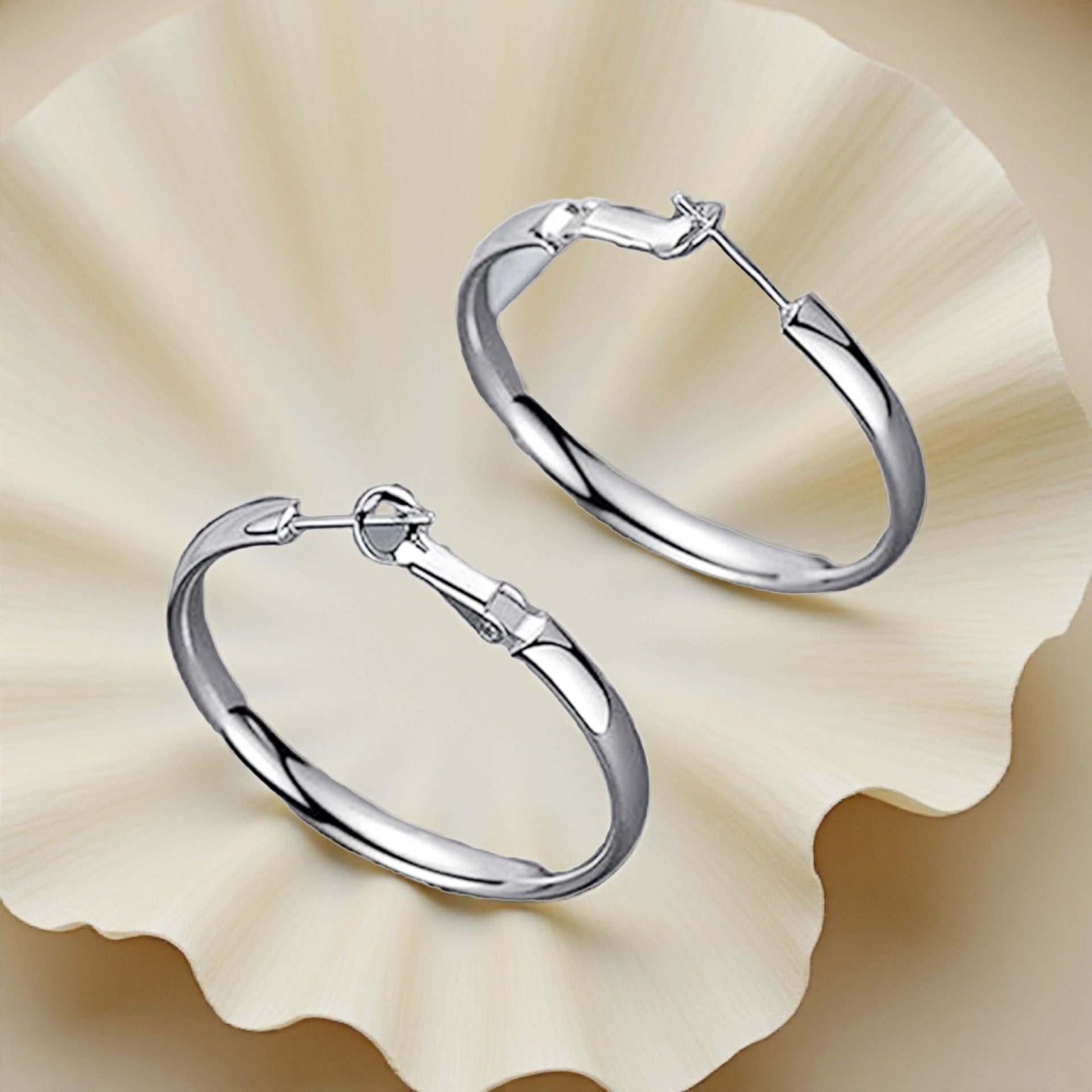 Wholesale Stainless Steel Plain Hoop Earrings 4mm Silver Polished Geometric Trendy Jewelry Accessory