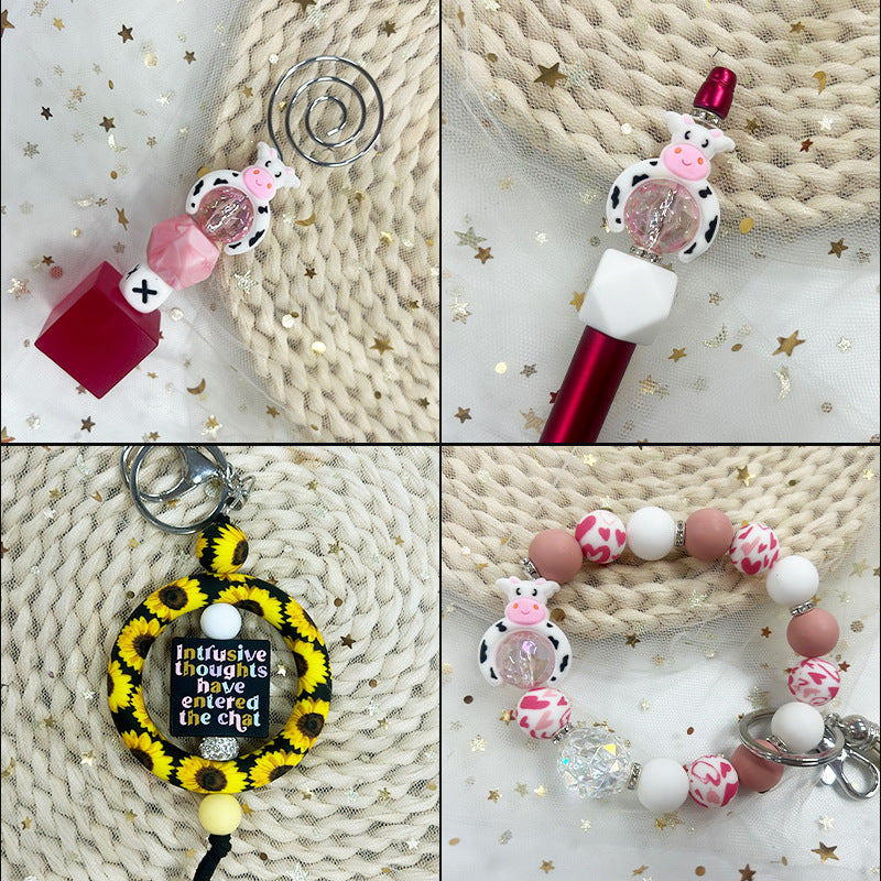 Wholesale 50pcs 15mm Cow Silicone Focus Beads DIY Beading Accessories Focal Beads ACC-BDS-JIaHao007