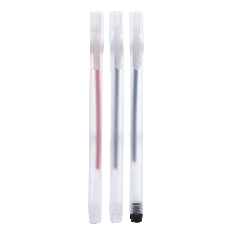 Wholesale creative transparent frosted Rod pen black red blue three-color optional office stationery sign pen