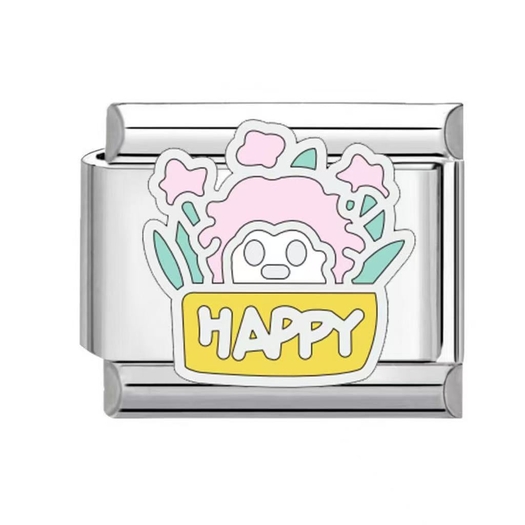 Wholesale  Italian Charm Bracelet 9mm DIY cartoon dripping Creative Stainless Steel Composable Bracelet