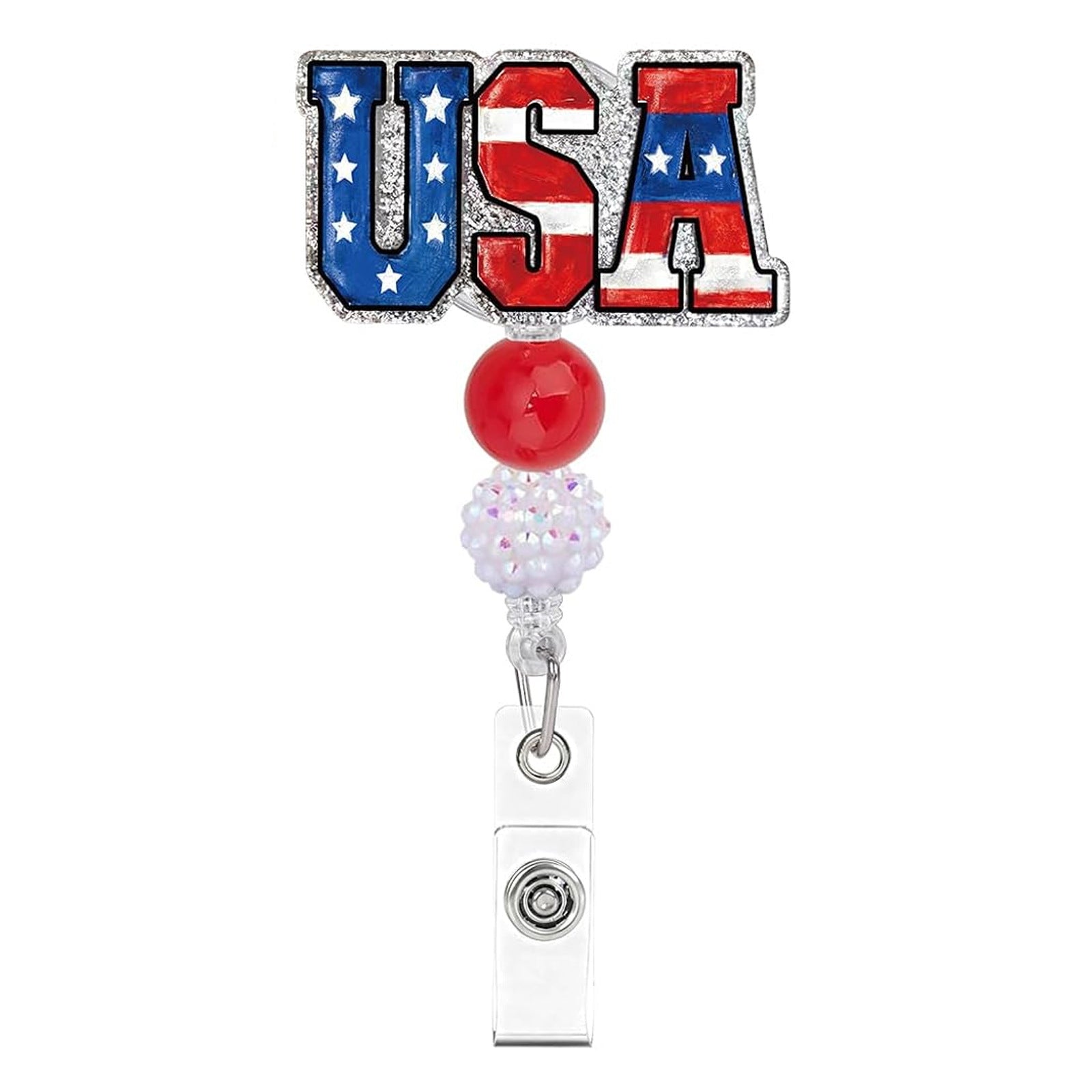 Wholesale Acrylic Retractable Badge Reel USA Bow Design Party Favor DIY Accessory