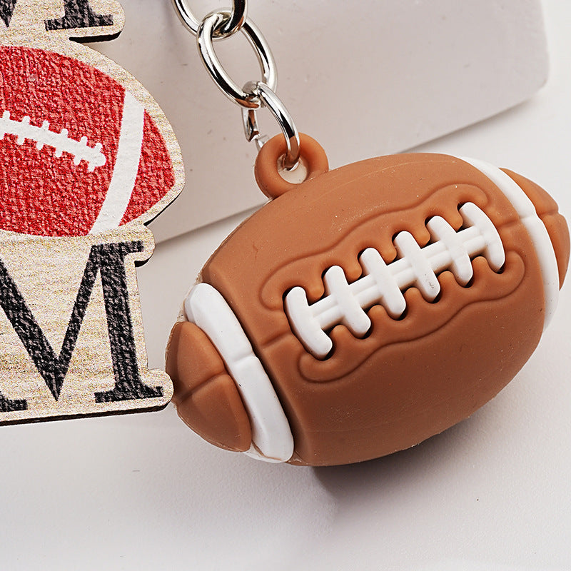 Wholesale Simulated Rugby Keychain Pendant Mother's Day Gift Keychain Sports Event Peripheral Key Pendant ACC-KC-HuiWen008