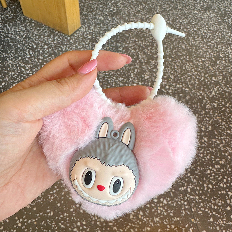 Wholesale Cute Bunny Heart Shaped Plush Ball Keychain ACCVIP-KC-Sanhe002