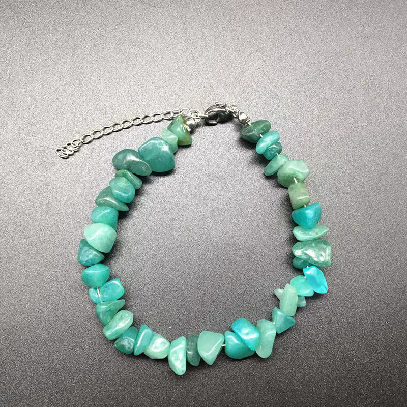 Wholesale Colorful Natural Stone Anklets Stainless Steel Wire Lock Buckle ACC-AS-Yima001