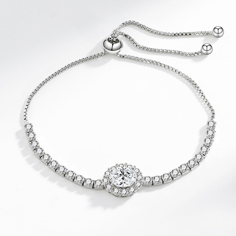Wholesale  Colored Diamond Zircon Pigeon Egg Stretch Bracelet Women' s Fashion