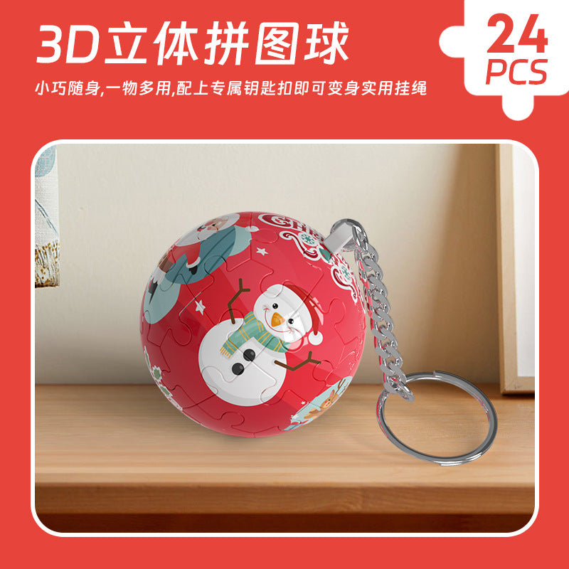 Wholesale Christmas 3D Spherical Puzzle Building Blocks Earth Football Basketball Keychains ACC-KC-BeiBi001