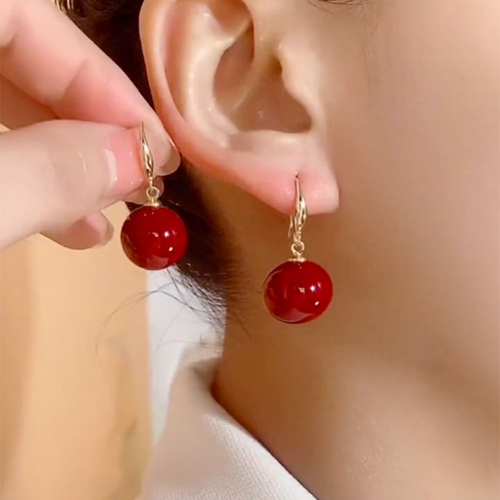 Wholesale red pearl earrings