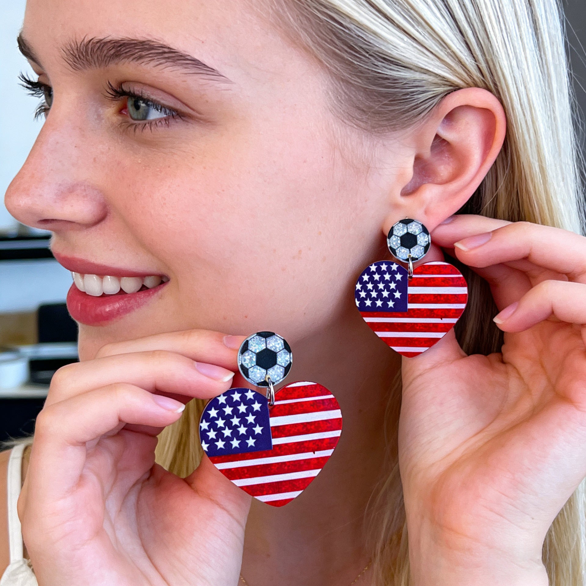Wholesale USA Flag Acrylic Earrings for the USA Cup,  USA Cup,  Canada,  Mexico