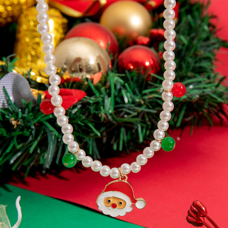Wholesale Christmas Snowman Pendant Pearl Necklace