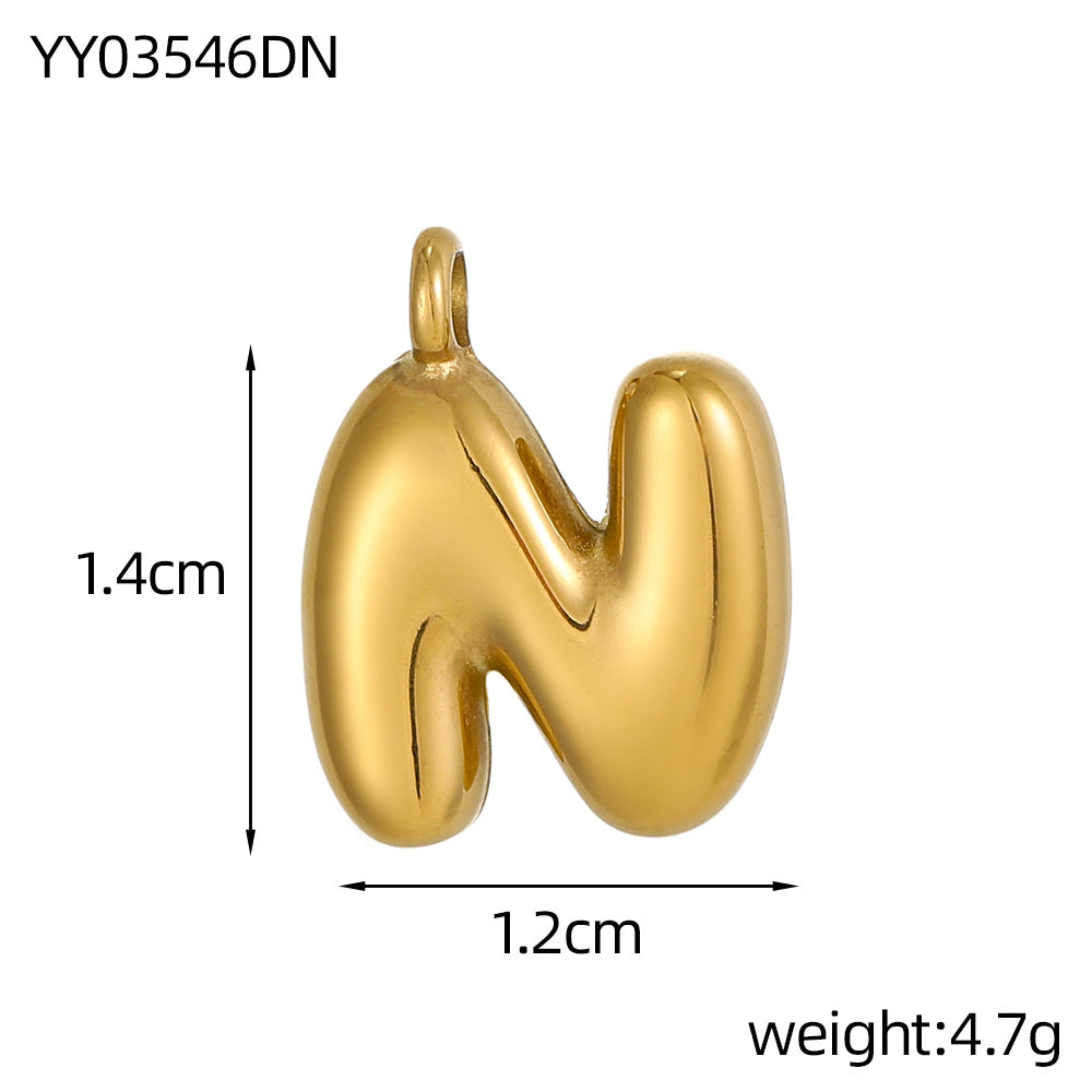 Wholesale Stainless steel bubble letter pendant necklace accessories
